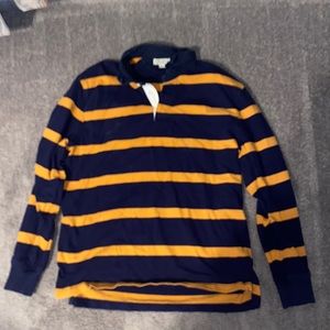 Mens J.Crew Long Sleeve Size L Navy and Yellow